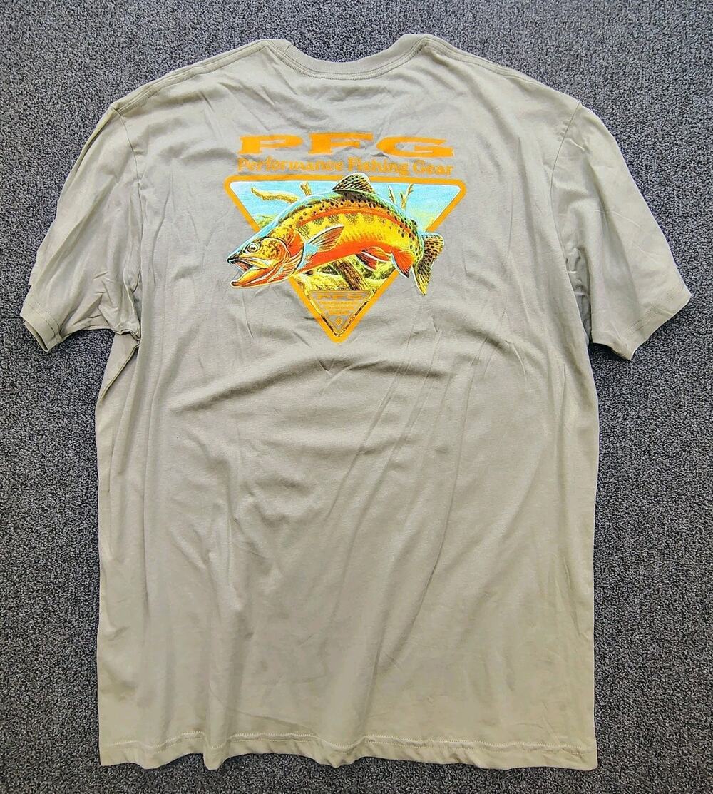 New Columbia PFG Men's Size XL Performance Fishing Gear Trout Graphic T Shirt